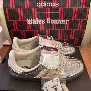 Wales Bonner Metallic Silver and Cream Sneakers